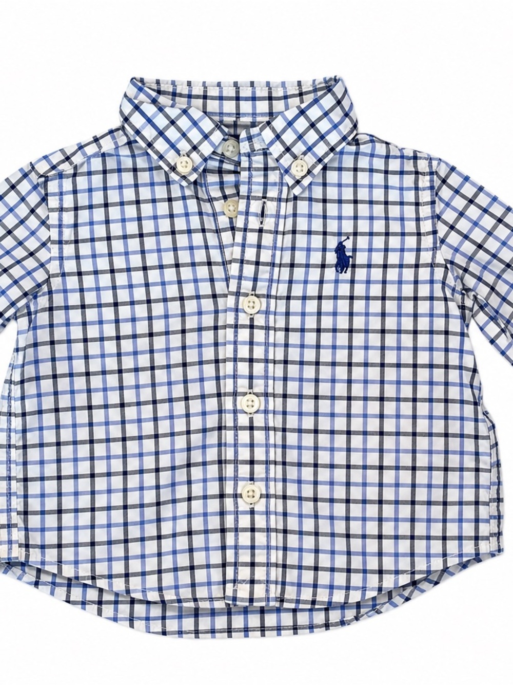 Ralph Lauren Baby Boy Blue Plaid Button Down Shirt 3 Months